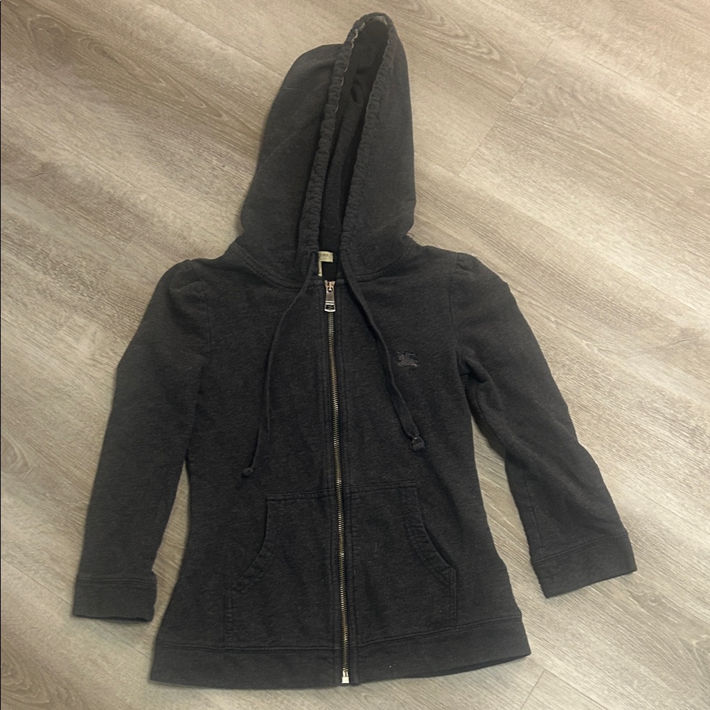 Burberry Brit 3/4 Sleeve Hoodie, Extra Small, Dark Grey, 100% Cotton